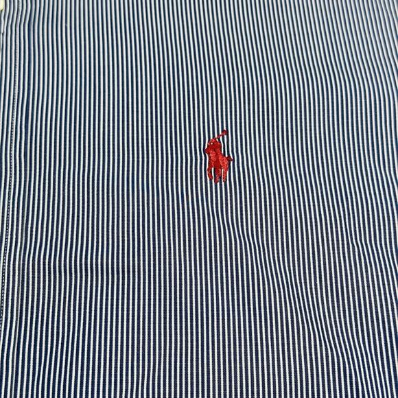 Polo Ralph Lauren Classic Fit Shirt Mens Medium Blue/White Striped Button Down - Picture 2 of 10